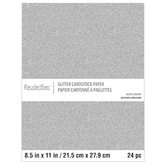 12 Packs: 24 ct. (288 total) Glitter 8.5" x 11" Cardstock Paper by Recollections™